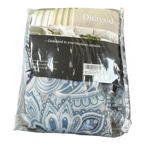 Diraysid Blackout Drapes 52"x63" 2 Panels Paisley Print Navy & Blue Boho Chic